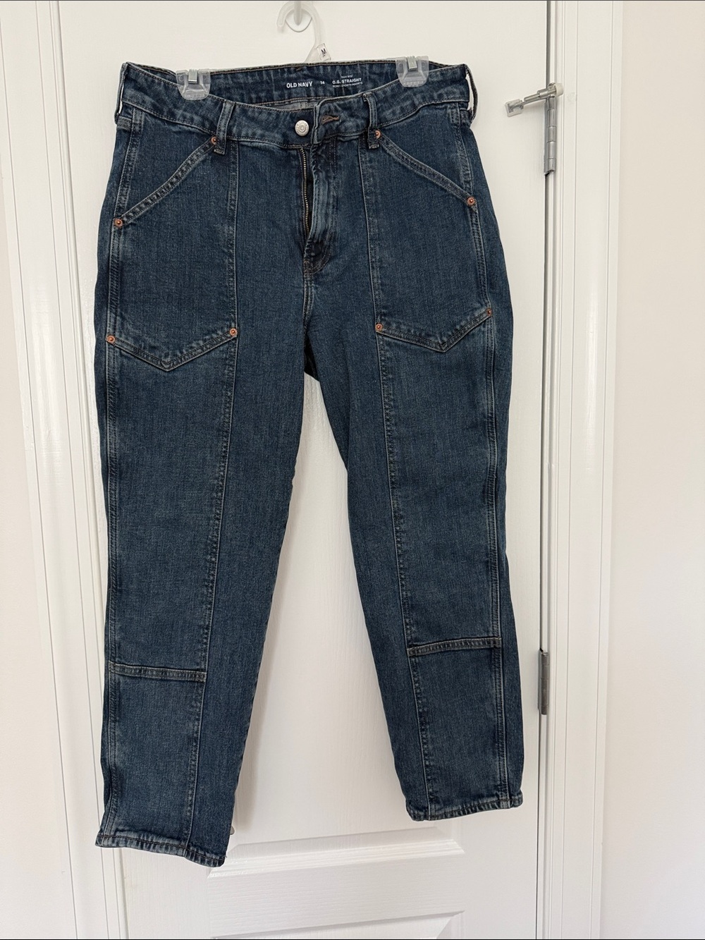 Old Navy Women's Dark Wash Boyfriend Carpenter Jeans